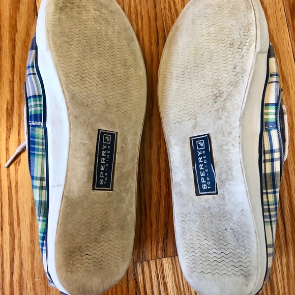 Sperry Top Sider Canvas+Leather Boat Shoes Plaid - Picture 4 of 5